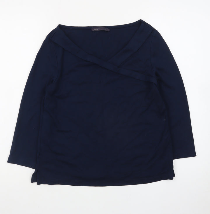 Marks and Spencer Women’s Navy Blue Wrap Jersey Top Size 12