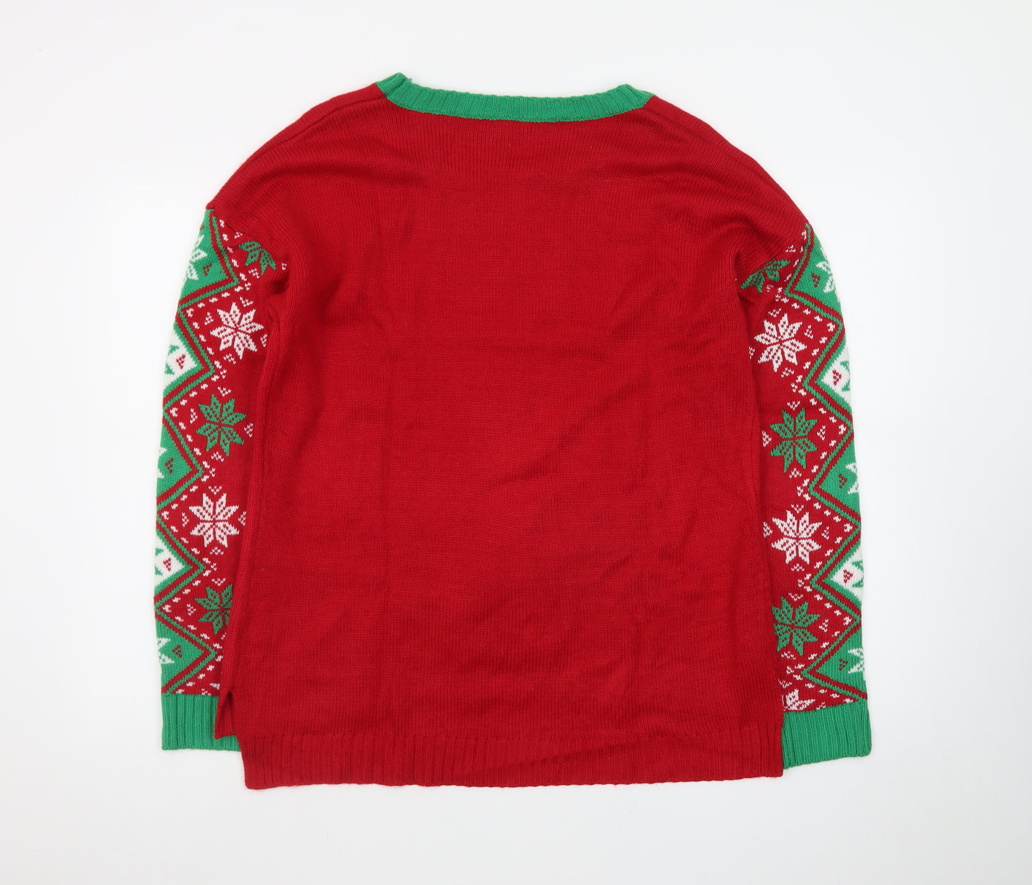 Isela Womens Red Christmas Llama Sequin Knit Pullover Jumper Size L