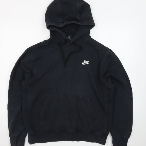 Nike Men's Black Pullover Hoodie M Regular Fit Logo Fleece Sweatshirt