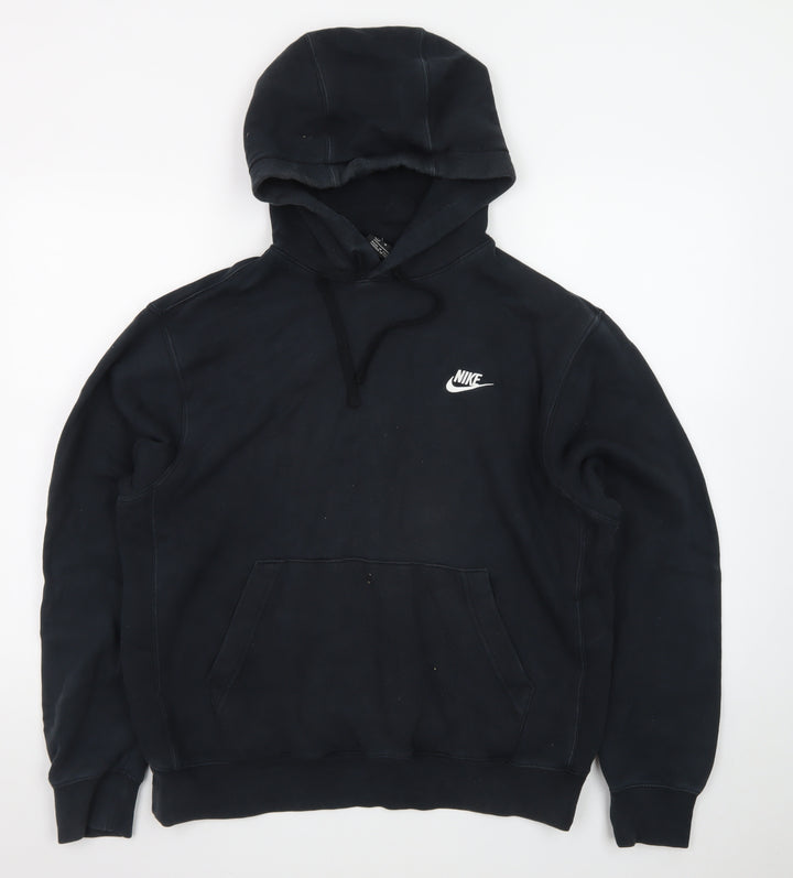 Nike Men's Black Pullover Hoodie M Regular Fit Logo Fleece Sweatshirt