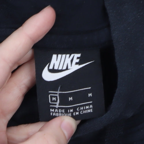 Nike Men's Black Pullover Hoodie M Regular Fit Logo Fleece Sweatshirt