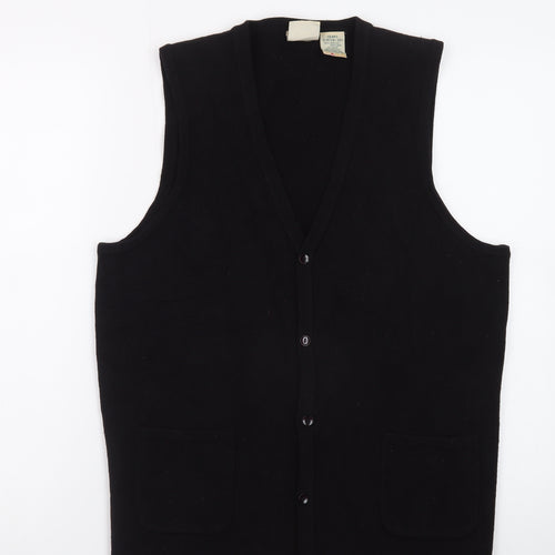 Vintage Sears Womens Black Acrylic Knit Vest Jumper Size S