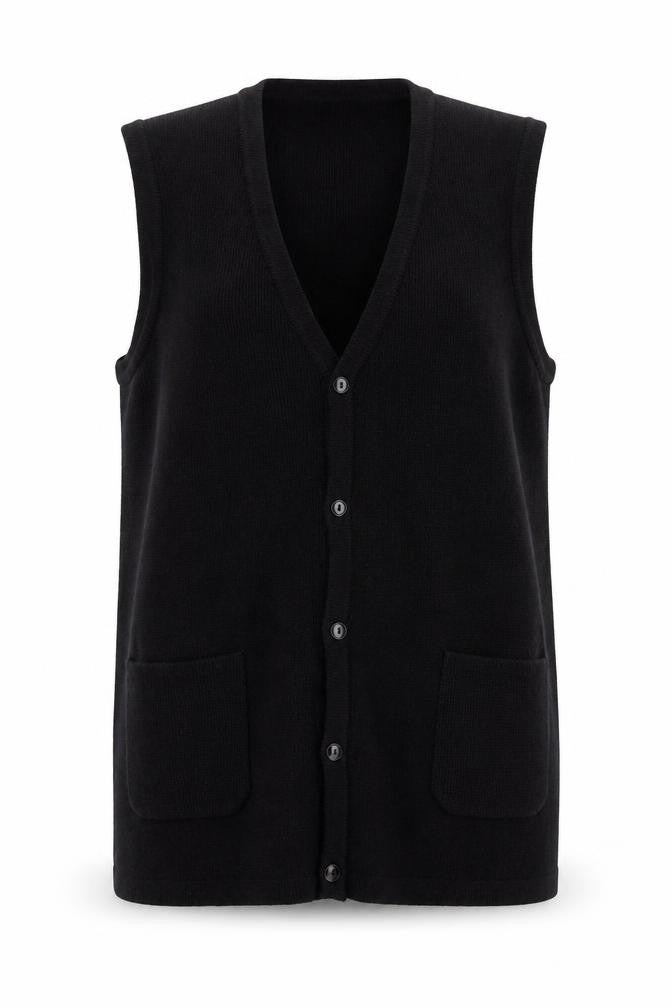 Vintage Sears Womens Black Acrylic Knit Vest Jumper Size S
