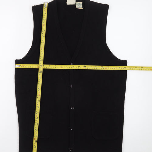Vintage Sears Womens Black Acrylic Knit Vest Jumper Size S