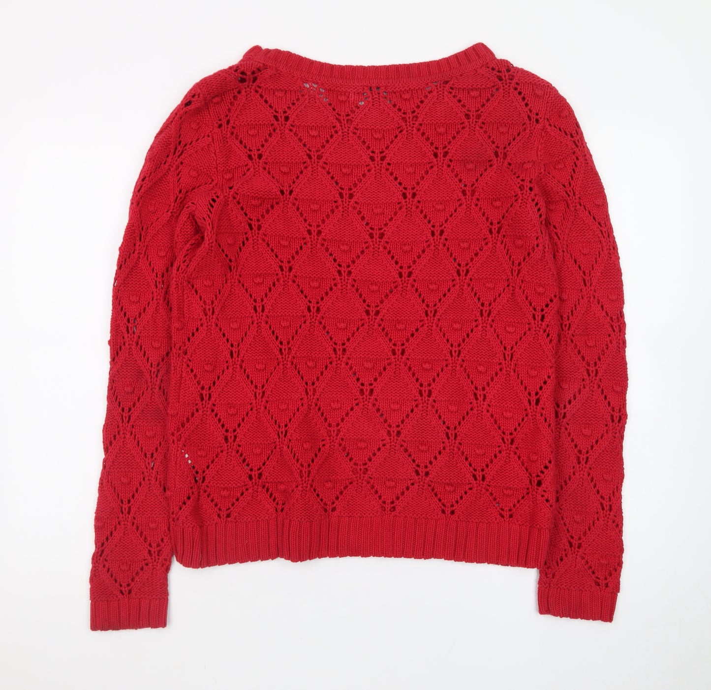 Tommy Hilfiger Men Red Open-Knit Cotton Jumper M