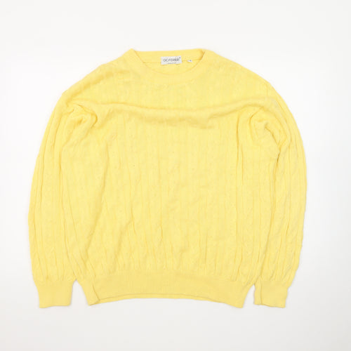 GioFerrari Women Yellow Cable-Knit Cotton Jumper Size 16