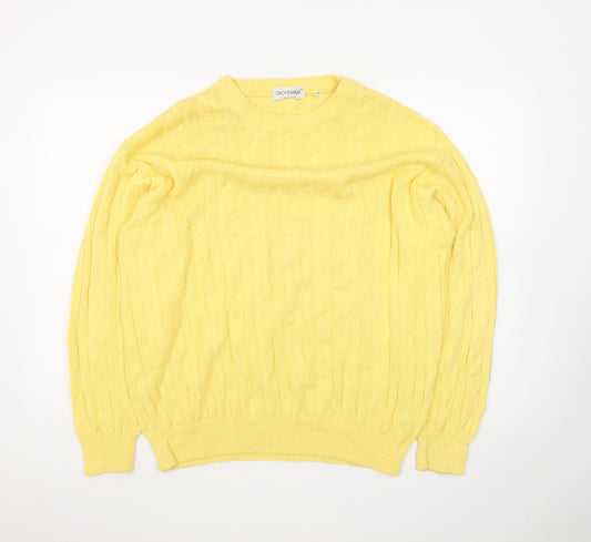 GioFerrari Women Yellow Cable-Knit Cotton Jumper Size 16