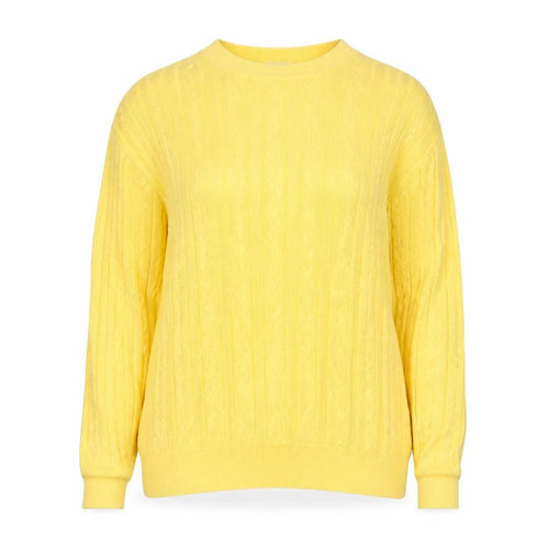 GioFerrari Women Yellow Cable-Knit Cotton Jumper Size 16