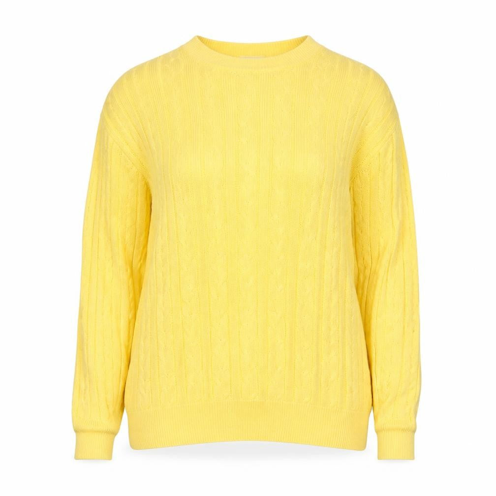 GioFerrari Women Yellow Cable-Knit Cotton Jumper Size 16
