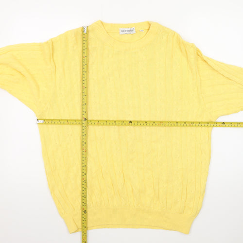 GioFerrari Women Yellow Cable-Knit Cotton Jumper Size 16