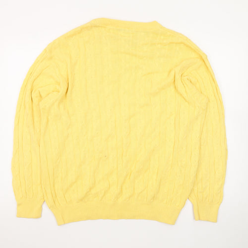 GioFerrari Women Yellow Cable-Knit Cotton Jumper Size 16