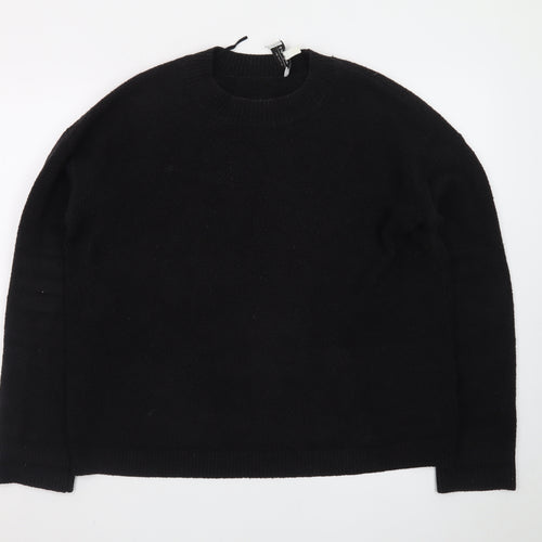& Other Stories Women Black Wool Crew Neck Long Sleeve Jumper Size 12