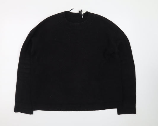 & Other Stories Women Black Wool Crew Neck Long Sleeve Jumper Size 12