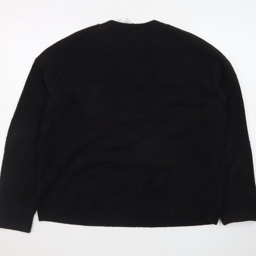 & Other Stories Women Black Wool Crew Neck Long Sleeve Jumper Size 12