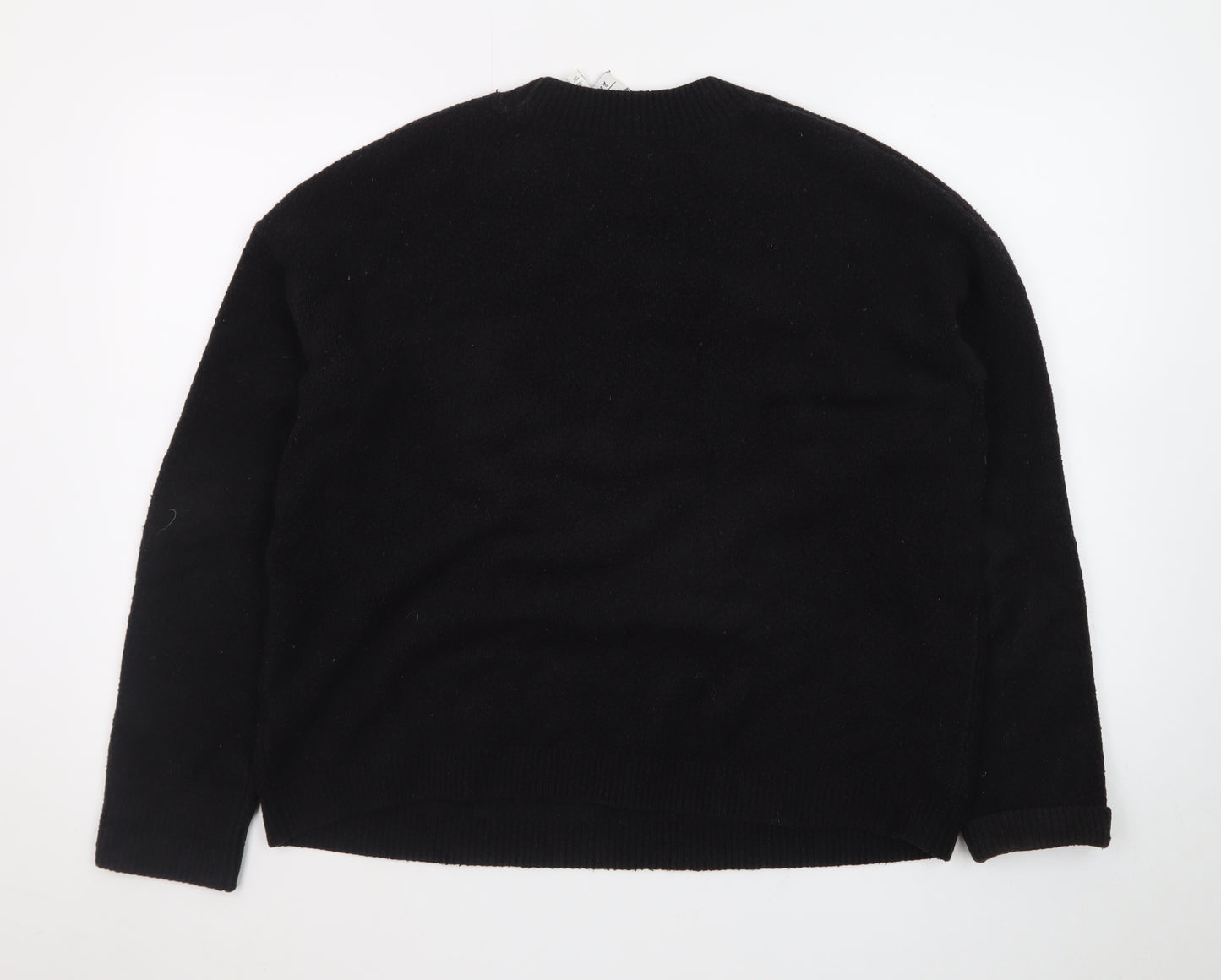 & Other Stories Women Black Wool Crew Neck Long Sleeve Jumper Size 12