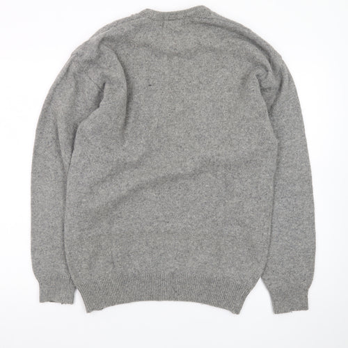 Vinsor Men's Grey Wool Cable Knit Crew Neck Jumper Size M