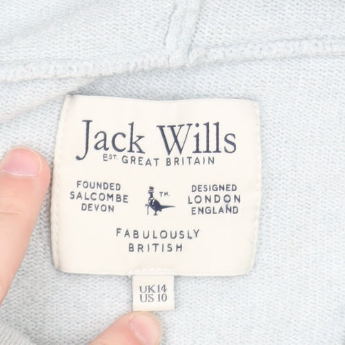 Jack Wills Women Light Blue Pullover Hoodie UK 14 Soft Fleece Casual