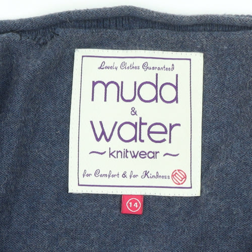 Mudd & Water Women's Blue Cotton Wool Knit Cardigan Size 14