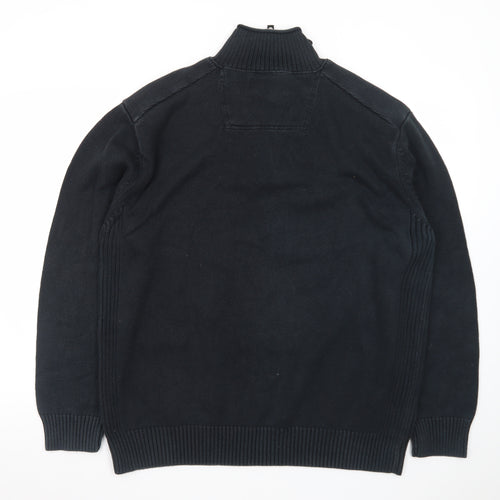 Next Men's Black XL 1/2 Zip High Neck Cotton Jumper