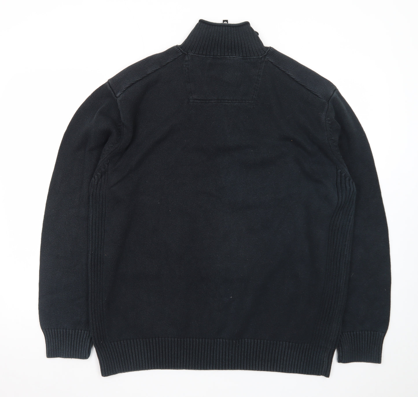Next Men's Black XL 1/2 Zip High Neck Cotton Jumper