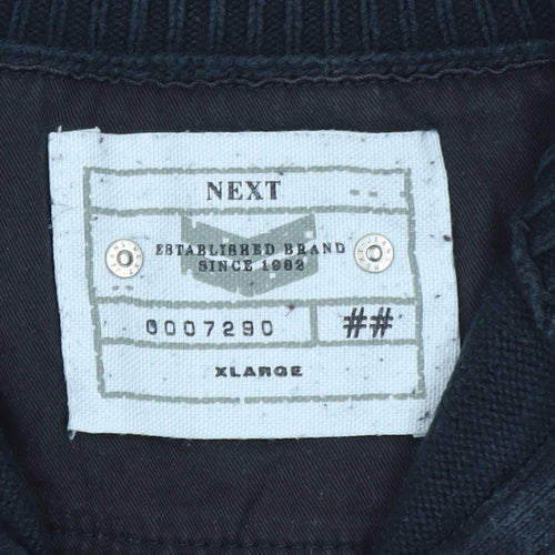 Next Men's Black XL 1/2 Zip High Neck Cotton Jumper