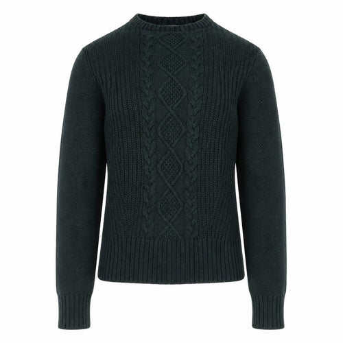 Oasis Women's Green Cable-Knit Cotton Pullover Jumper XS