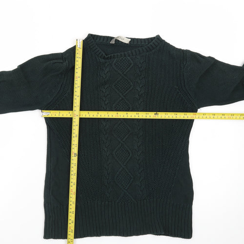 Oasis Women's Green Cable-Knit Cotton Pullover Jumper XS