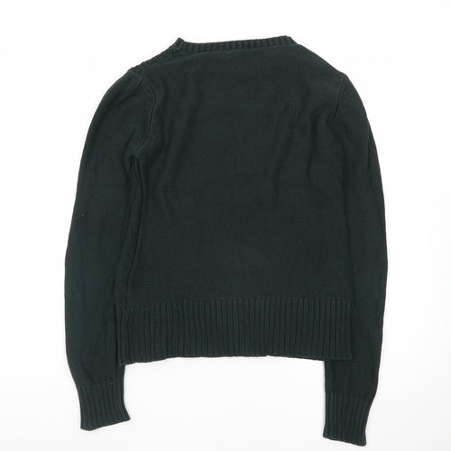 Oasis Women's Green Cable-Knit Cotton Pullover Jumper XS