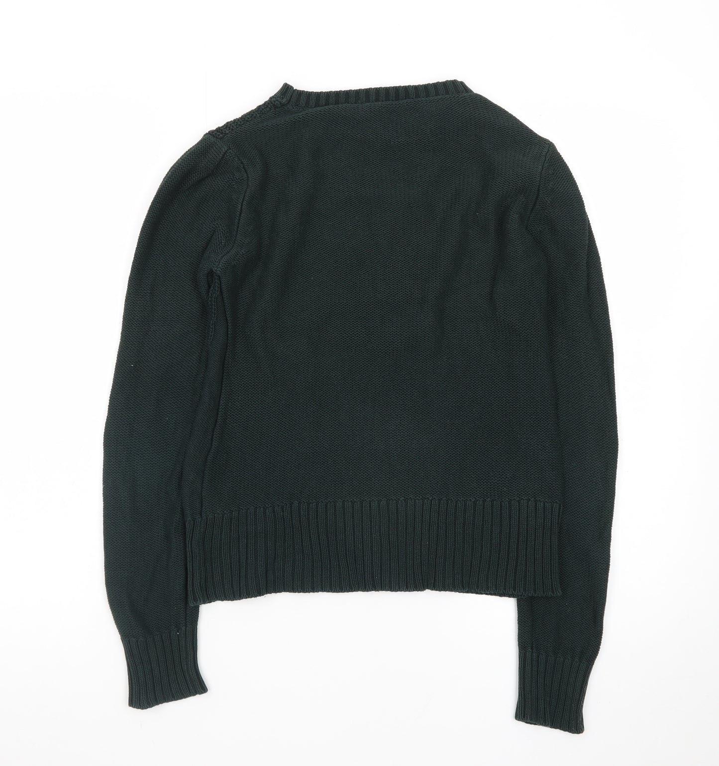 Oasis Women's Green Cable-Knit Cotton Pullover Jumper XS