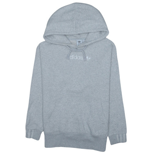 Adidas Women Grey Pullover Hoodie Size 8 Classic Logo Sweatshirt