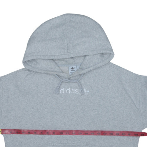 Adidas Women Grey Pullover Hoodie Size 8 Classic Logo Sweatshirt