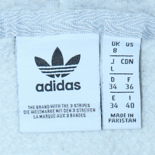 Adidas Women Grey Pullover Hoodie Size 8 Classic Logo Sweatshirt