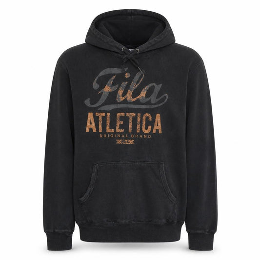 Front view of Fila Men's Black Pullover Hoodie XL Sports Graphic Fleece
