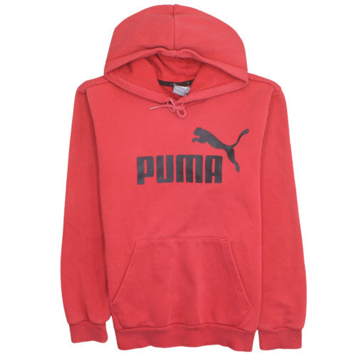 Puma Men's Red Pullover Hoodie Small Fleece Logo Sweatshirt