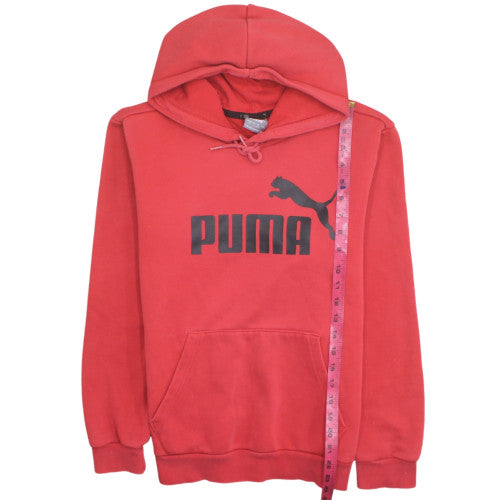 Puma Men's Red Pullover Hoodie Small Fleece Logo Sweatshirt