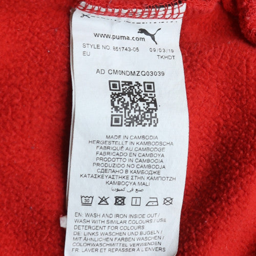 Puma Men's Red Pullover Hoodie Small Fleece Logo Sweatshirt