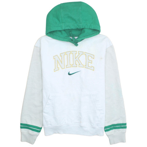 Nike Men's White Green Pullover Hoodie M Sports Graphic Cotton