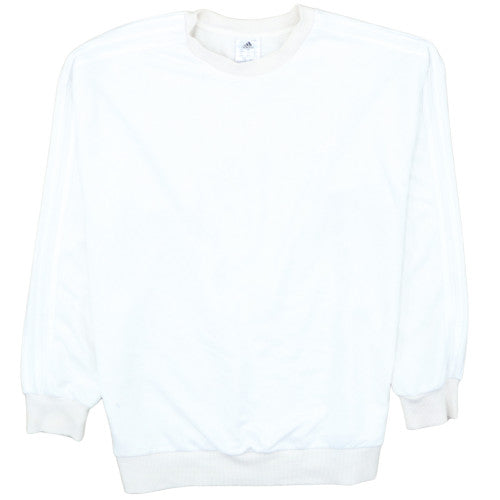 Adidas Women White Crew Neck Sweatshirt L 16-18 Relaxed Cotton Blend