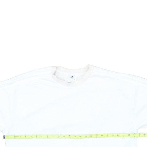 Adidas Women White Crew Neck Sweatshirt L 16-18 Relaxed Cotton Blend