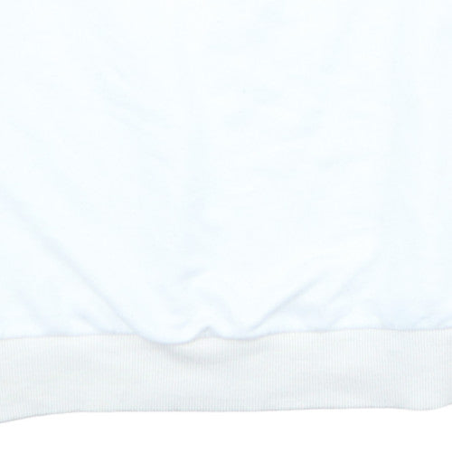 Adidas Women White Crew Neck Sweatshirt L 16-18 Relaxed Cotton Blend