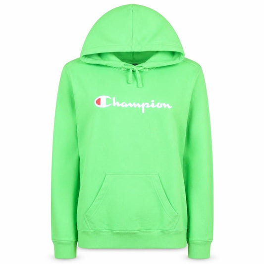 Front view of Champion Women's Green Pullover Hoodie, size S, Cotton Blend