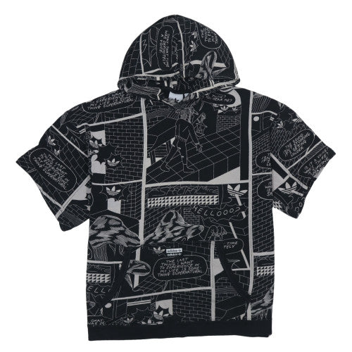 adidas Men’s Black Comic Graphic Short Sleeve Pullover Hoodie XL