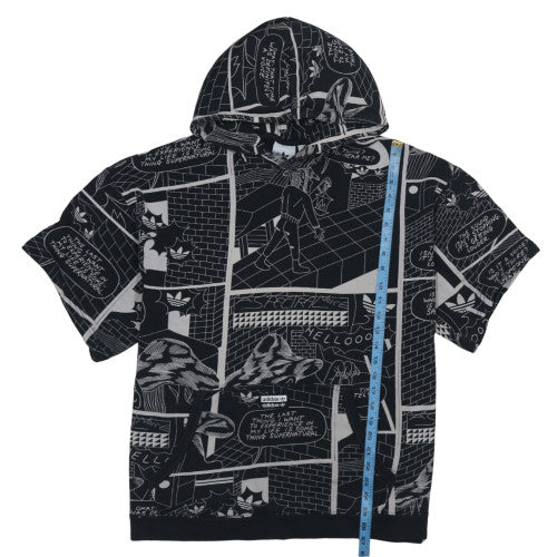adidas Men’s Black Comic Graphic Short Sleeve Pullover Hoodie XL