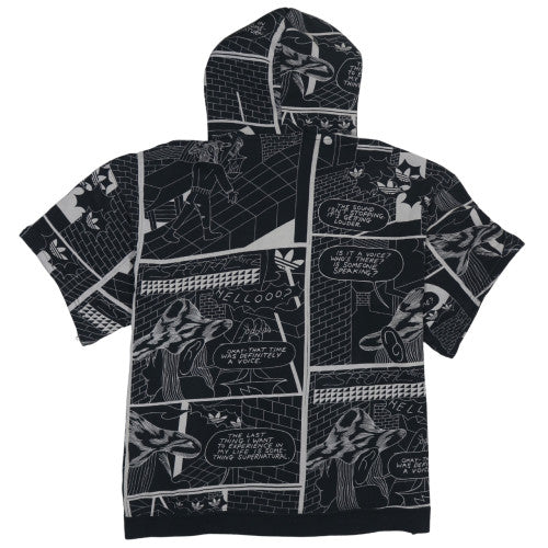 adidas Men’s Black Comic Graphic Short Sleeve Pullover Hoodie XL