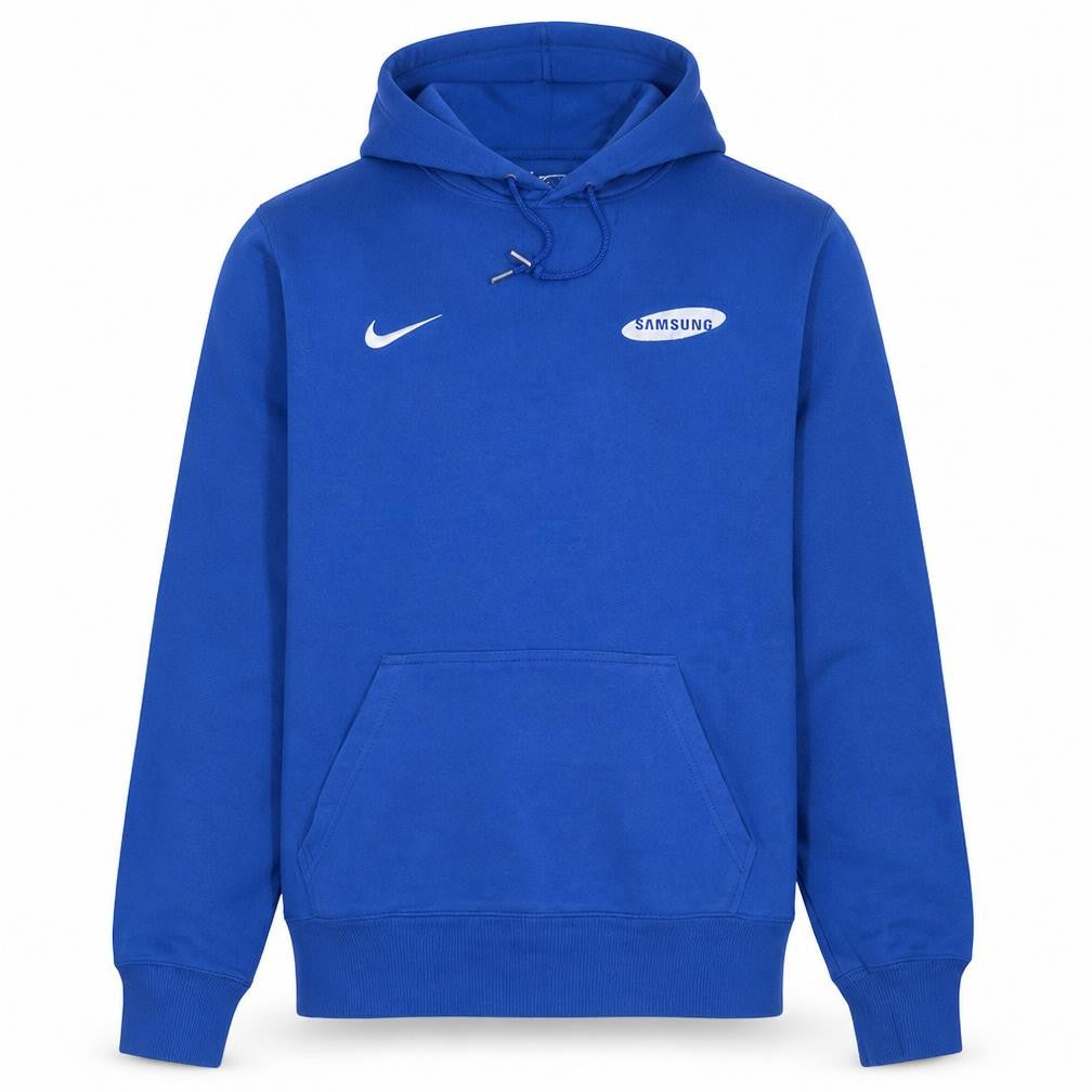 Front view of Nike Men Blue Pullover Hoodie L Sports Samsung Logo