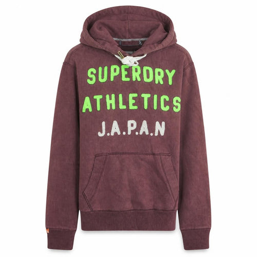 Superdry Men's Brown Small Pullover Hoodie with Logo Print