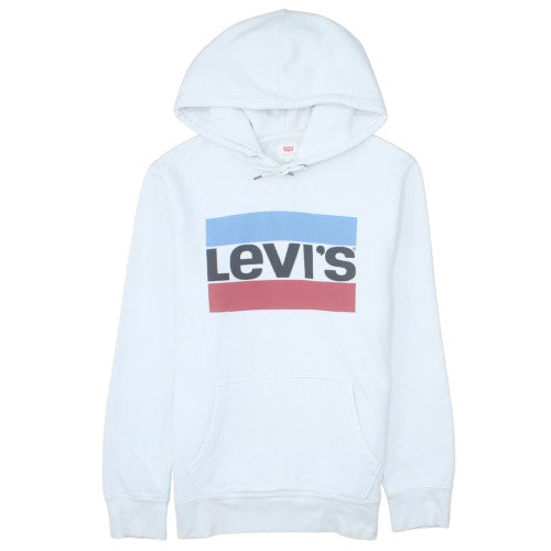 Levi's Men's White Pullover Hoodie M Graphic Logo Fleece