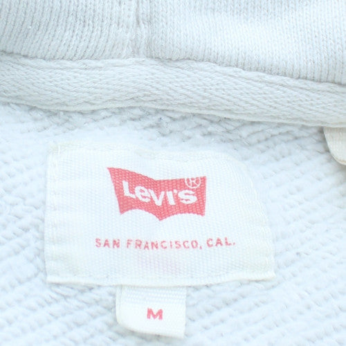 Levi's Men's White Pullover Hoodie M Graphic Logo Fleece