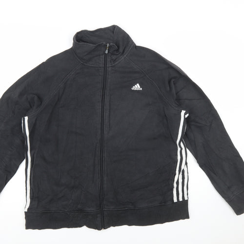Adidas Womens Black Full Zip Sweatshirt Hoodie XL Relaxed Fit