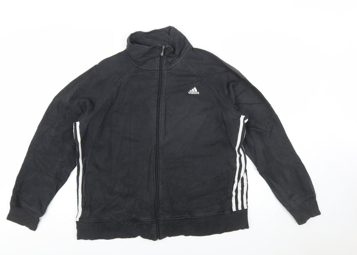 Adidas Womens Black Full Zip Sweatshirt Hoodie XL Relaxed Fit